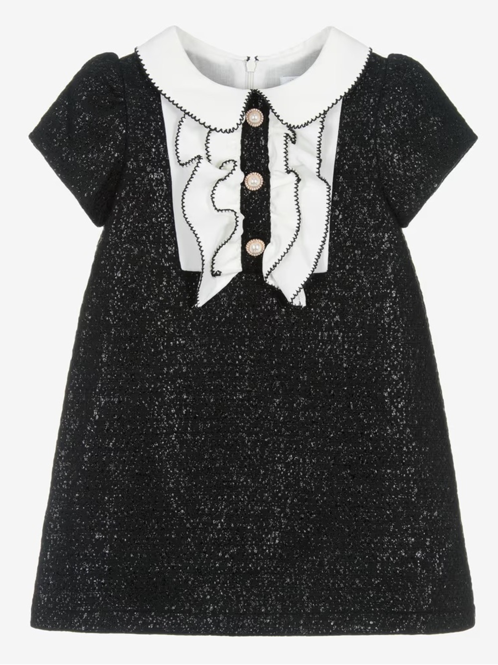 Patachou Shimmery Black Tweed Dress